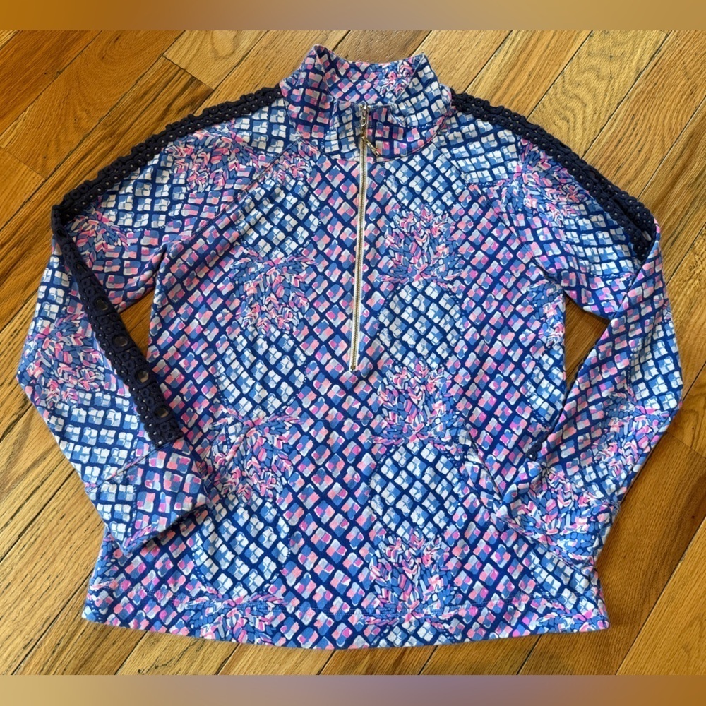 Lilly Pulitzer UPF 50+ Skipper Popover Multi Royal Purple Jacket Women’s Size M